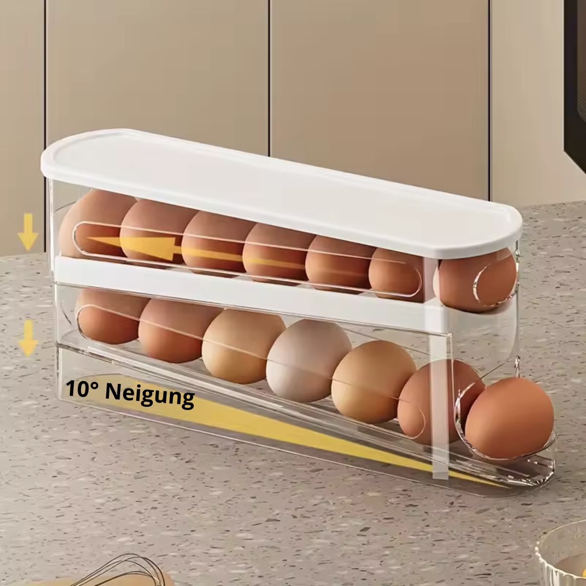 Eierbehälter mit Rollen – doppeltes Slide-Design