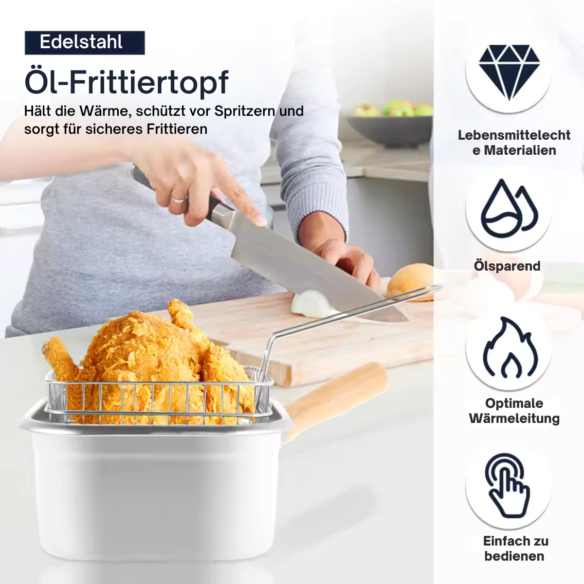 Edelstahl Frittiertopf