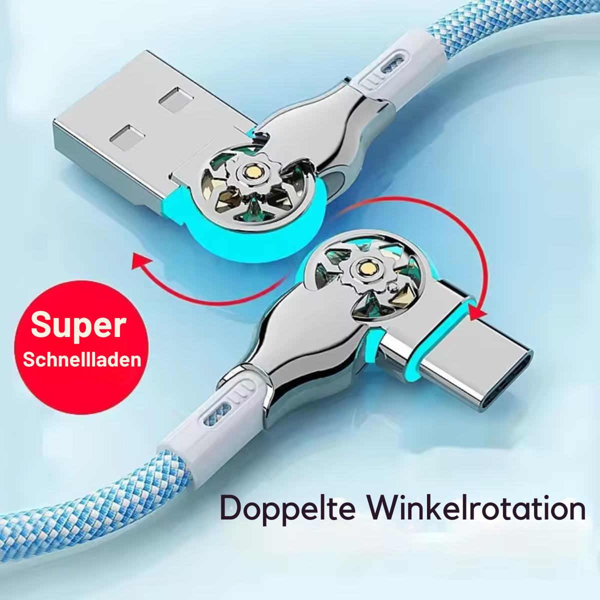 Usb Ladekabel 180° drehbar mit LED