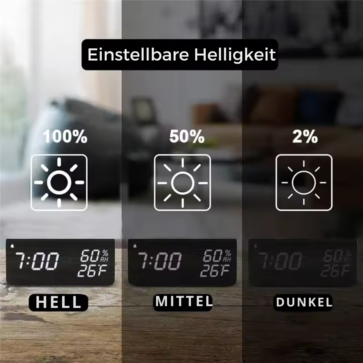Digitaler Holz Wecker