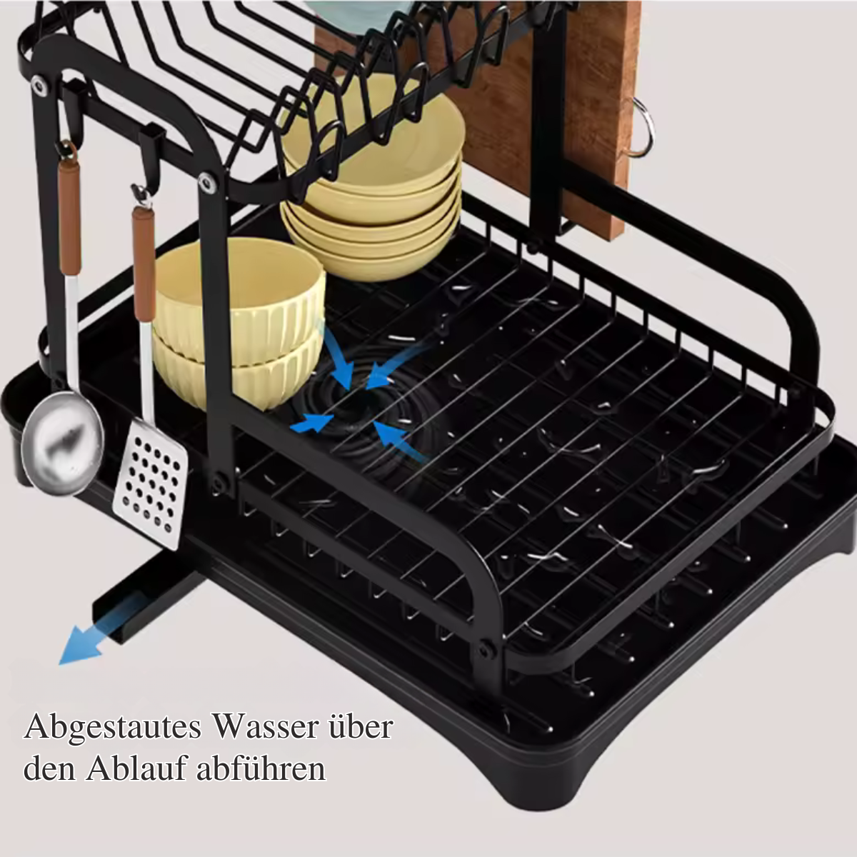 Edelstahl Geschirrablage 2-etagen mit Abtropfen