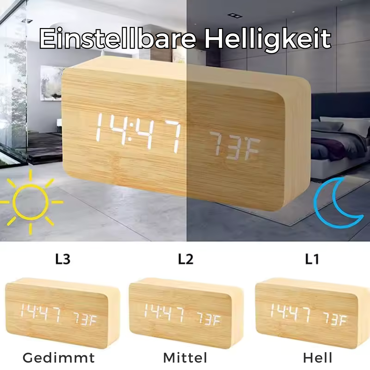 Digitaler Holz Wecker