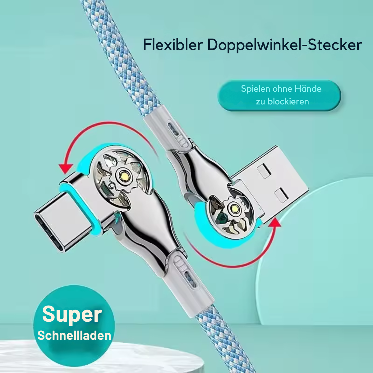 Usb Ladekabel 180° drehbar mit LED