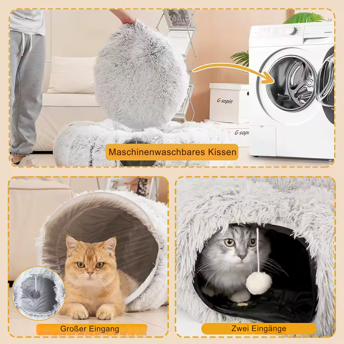 Katzenbett mit Tunnel interaktiv