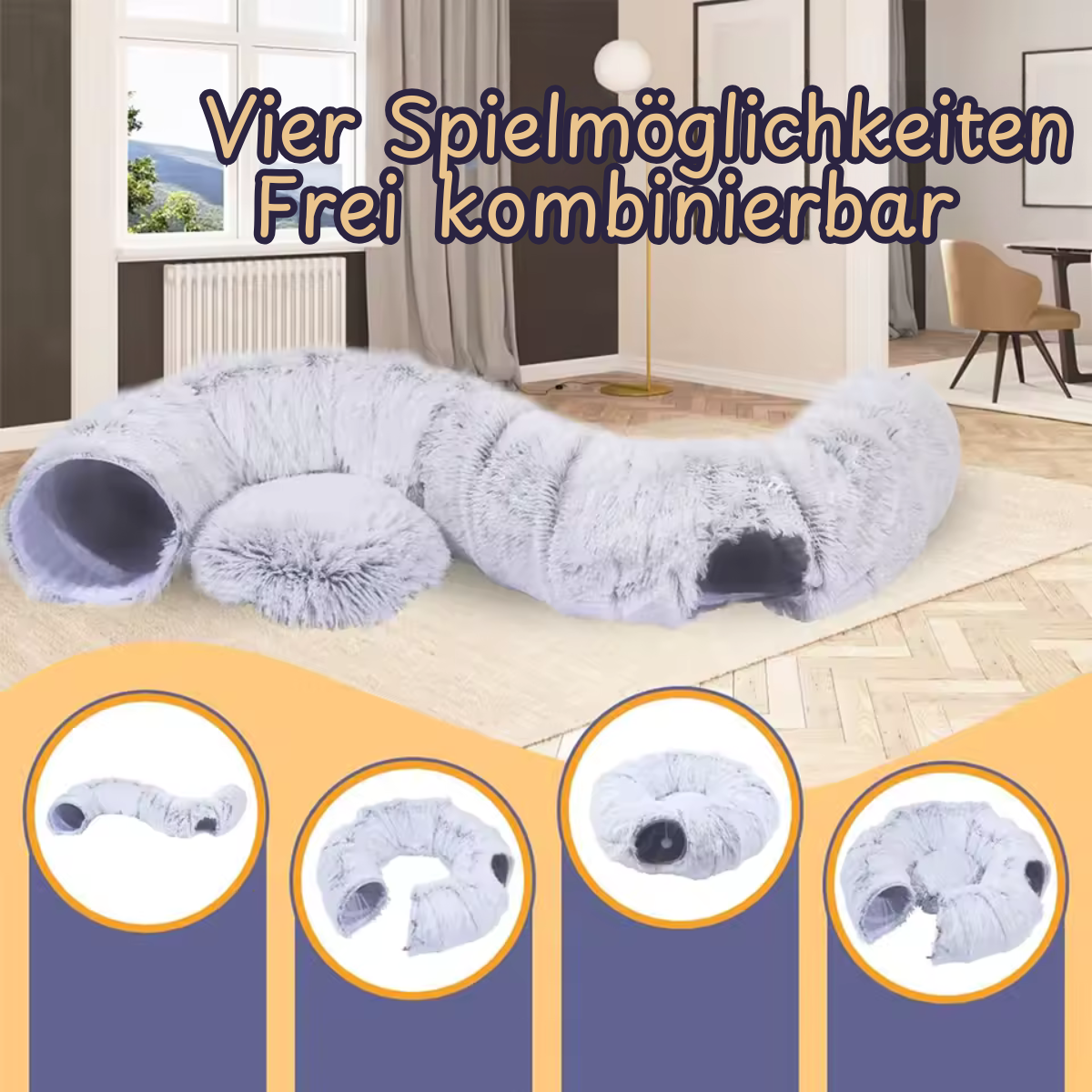 Katzenbett mit Tunnel interaktiv