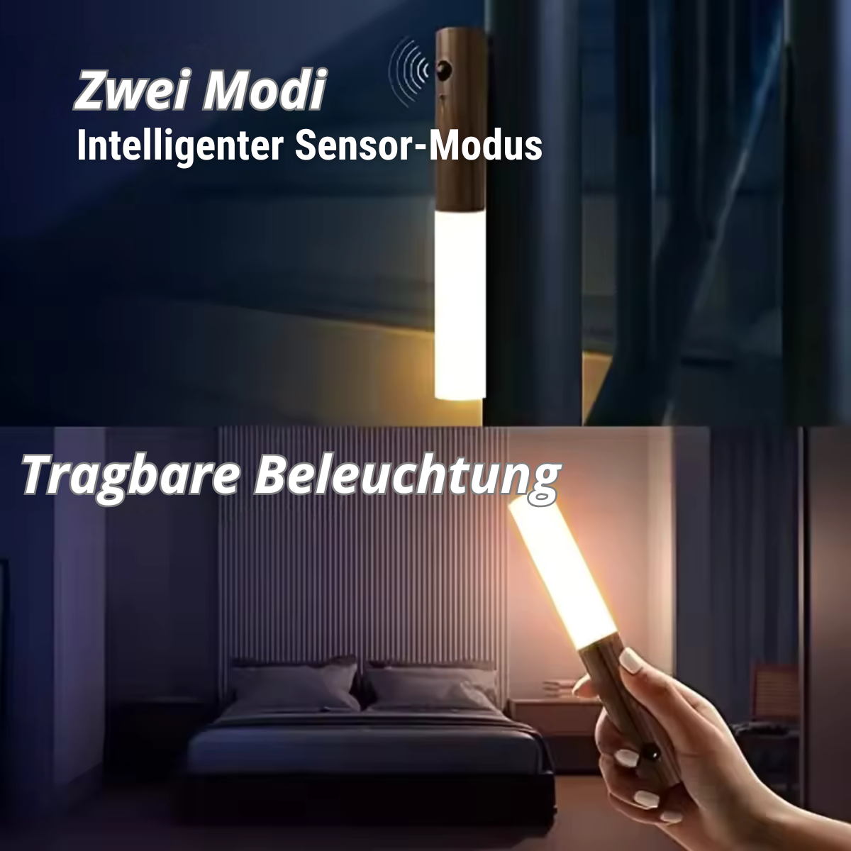 Magnetische Led Holzlampe Mit Bewegungssensor