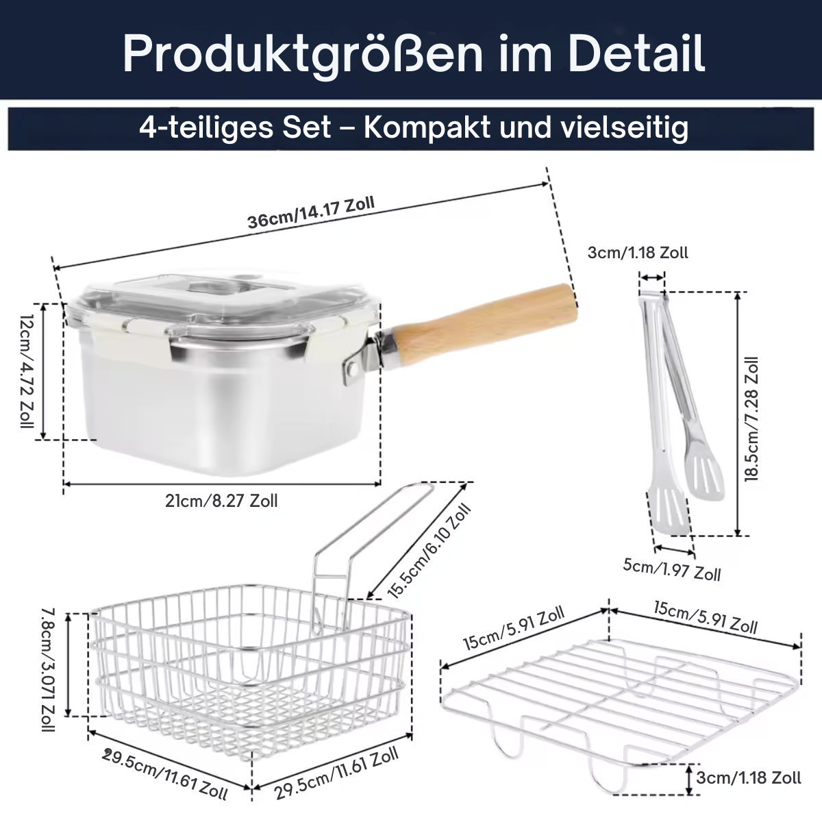 Edelstahl Frittiertopf