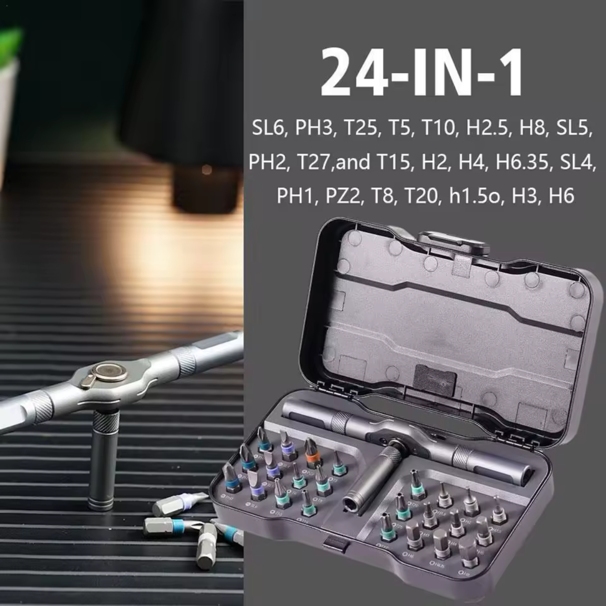 Magnetischer Ratschen-Schraubendreher 24 in 1
