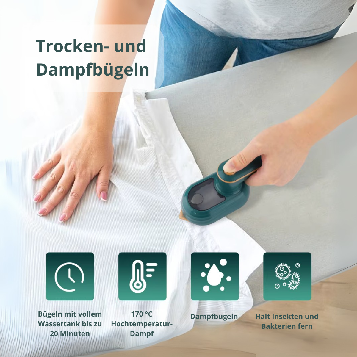 Kompaktes Dampf-Bügeleisen für unterwegs