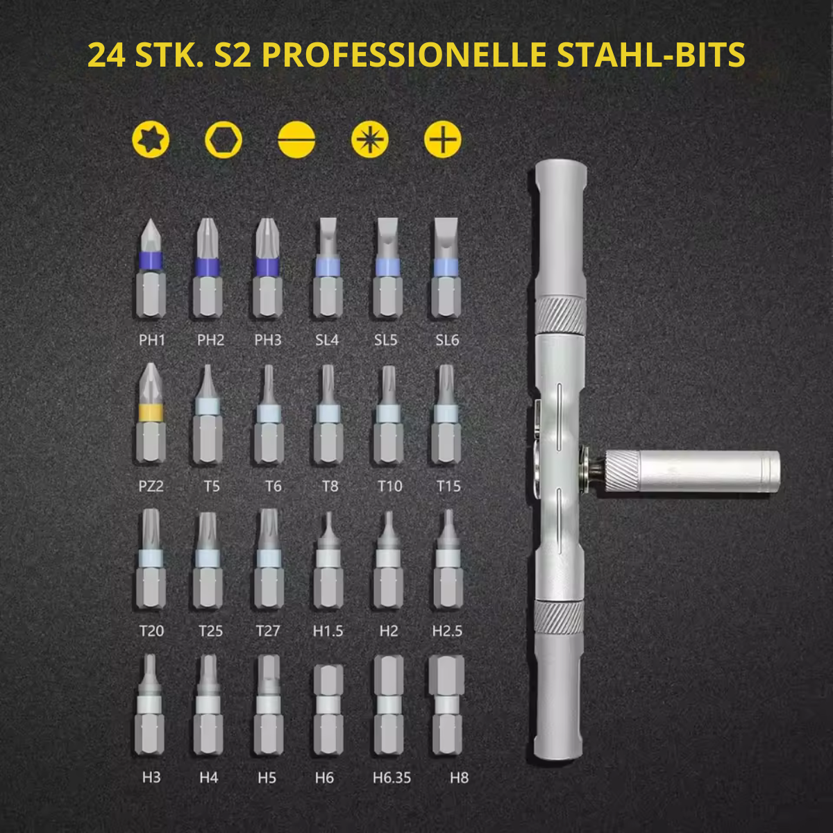 Magnetischer Ratschen-Schraubendreher 24 in 1