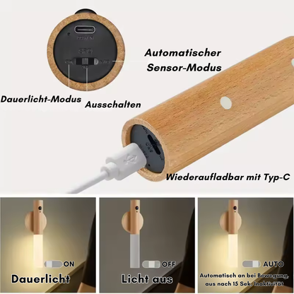 Magnetische Led Holzlampe Mit Bewegungssensor