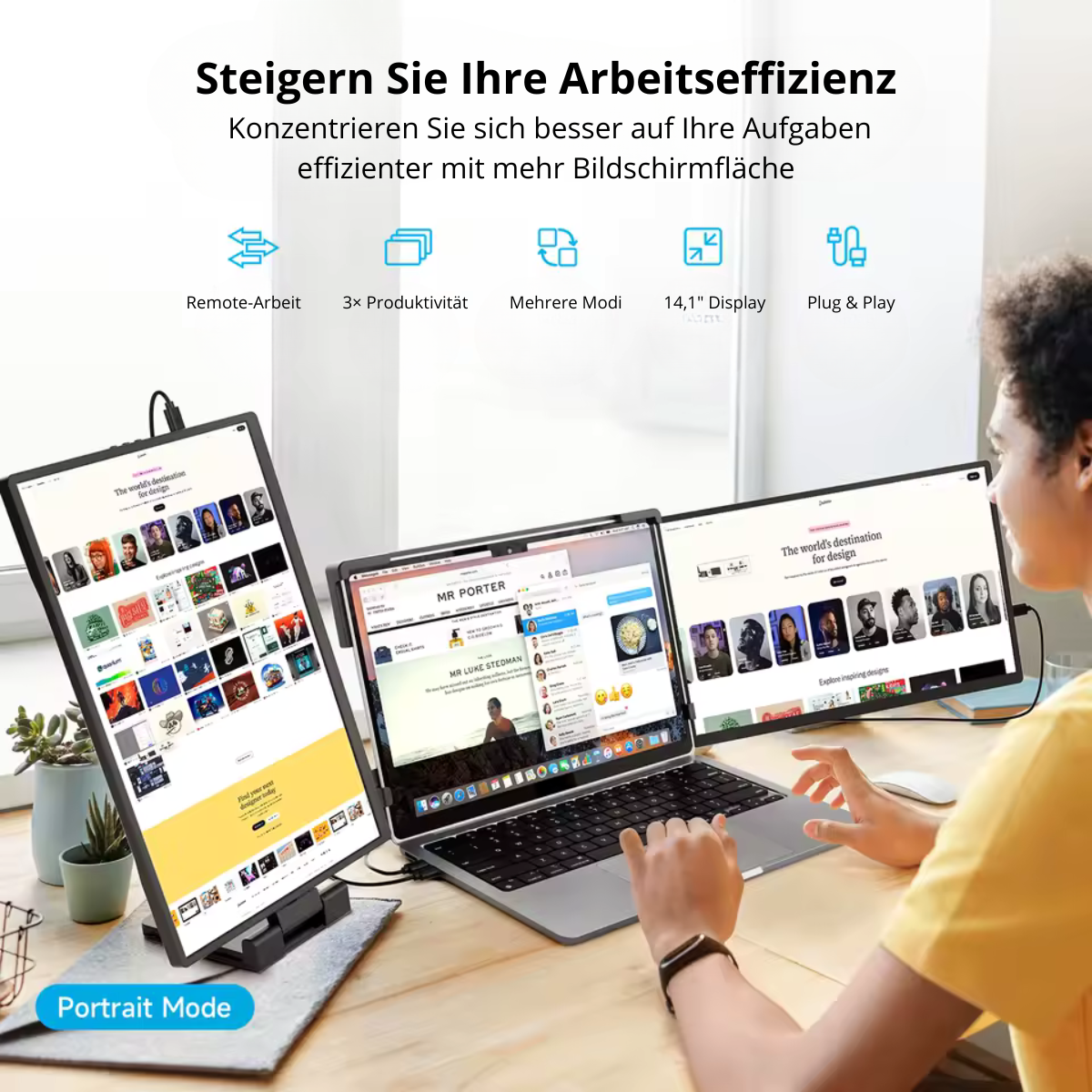 DOPESPLAY TRAGBARER MONITOR 14,1" FHD IPS
